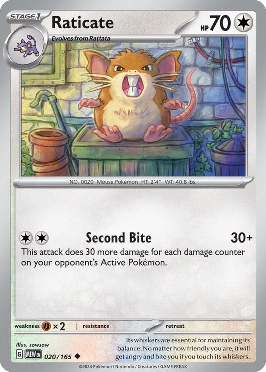 Raticate Reverse Holo 020/165