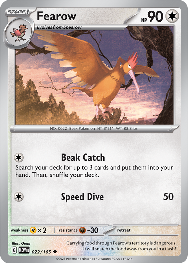 Fearow Reverse Holo 022/165